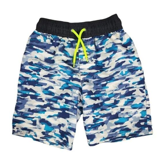 𝅺oshkosh Boy's Blue & White Camo Swim Trunks Size 6 - Picture 1 of 12